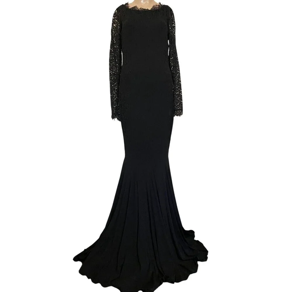 $3500 NWT Blumarine 46 10 Trumpet Dress Mermaid Gown Stretch Evening Black Knit